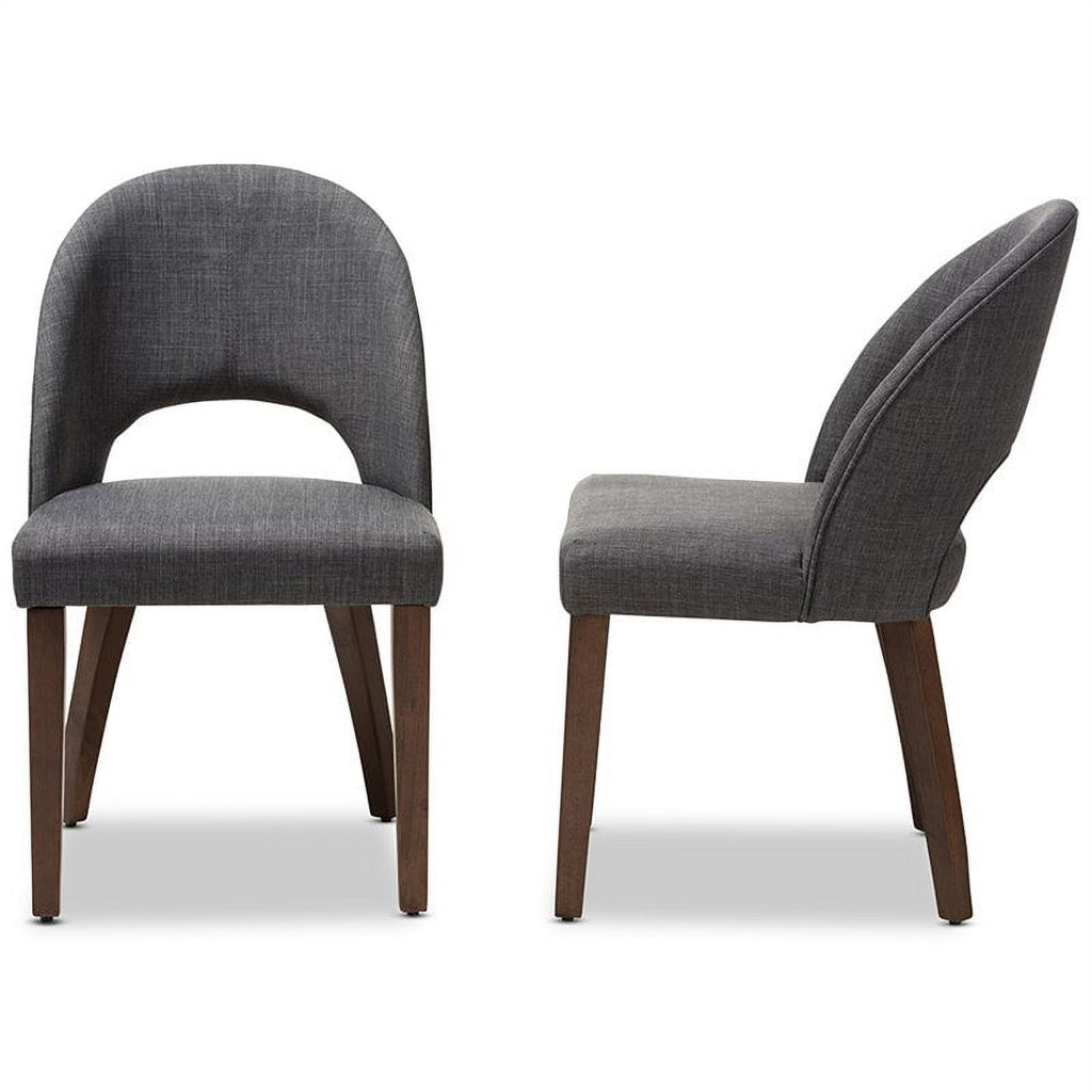 18.5" Mid-Century Fabric Dining Side Chair in Dark Gray (Set of 2) K544