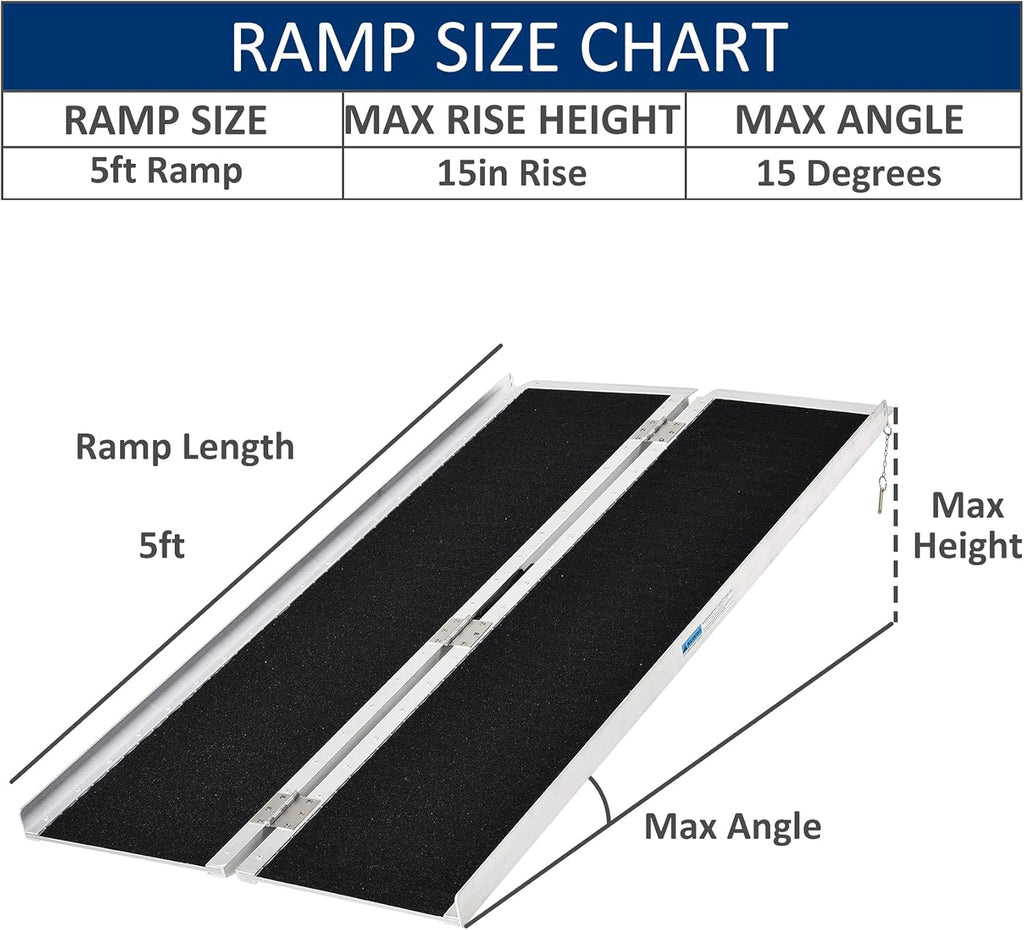 5' Portable Aluminum Wheelchair Ramp with Carrying Handle K1534