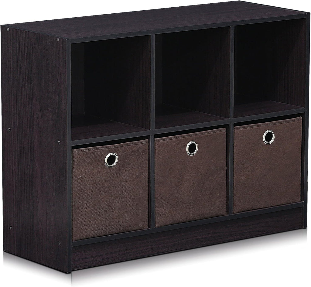 3x2 Bookcase Storage with Bins, Light Cherry/Ivory C61975