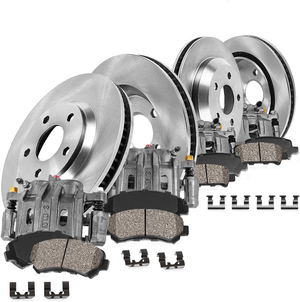 Front + Rear Calipers + Rotors + Ceramic Pads Kit E89443