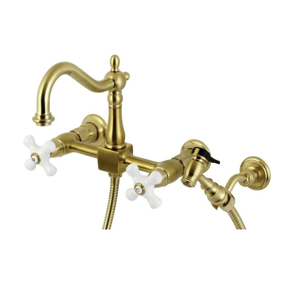 Oil Rubbed Bronze Wall Mount Kitchen Faucet with Brass Sprayer R737129