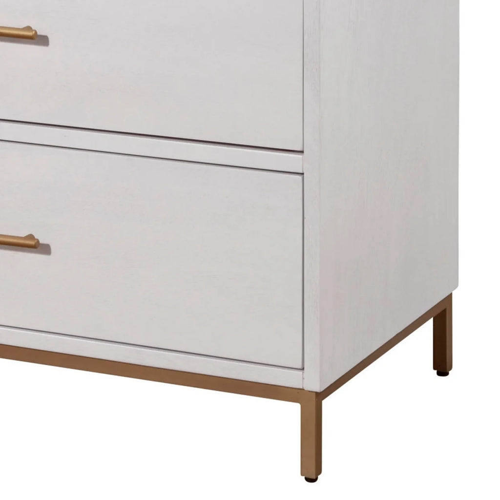 34 Inch 3 Drawer Wooden Chest with Metal Base Y803