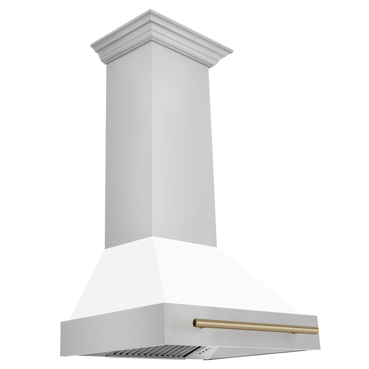 30 Inch Range Hood with White Matte Shell and Champagne Bronze Handle U57303