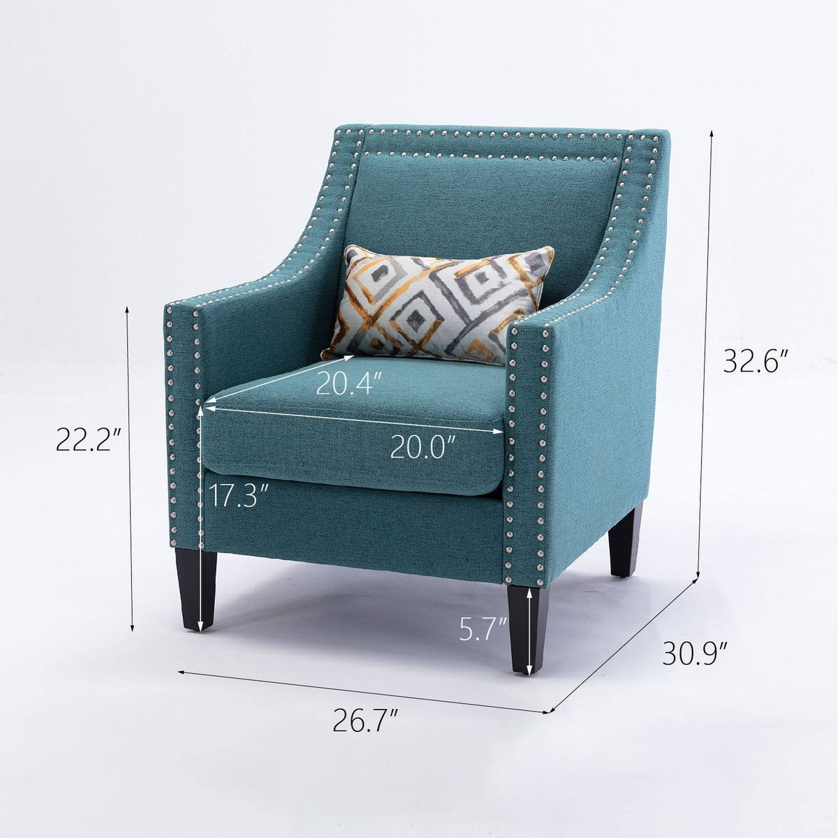 Orange Accent Armchair with Solid Wood Legs E517