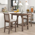 3-Piece Wood Counter Height Dining Table Set with 2 Upholstered Chairs and Drop Leaf A556