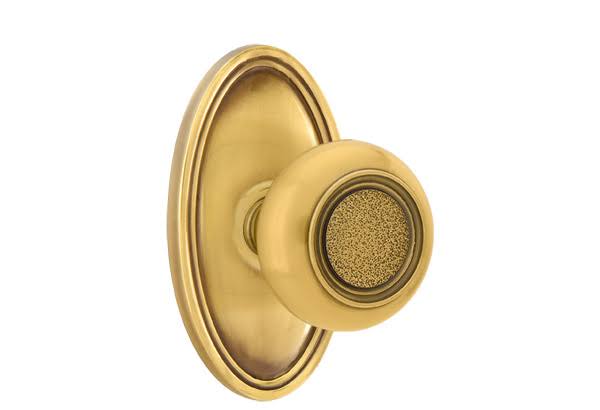 French Antique Brass Finish Passage Knob with Oval Rose J398