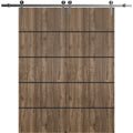 Double Barn Door 36 x 84 inches with Frosted Glass Stainless Steel Rail Hangers V9769