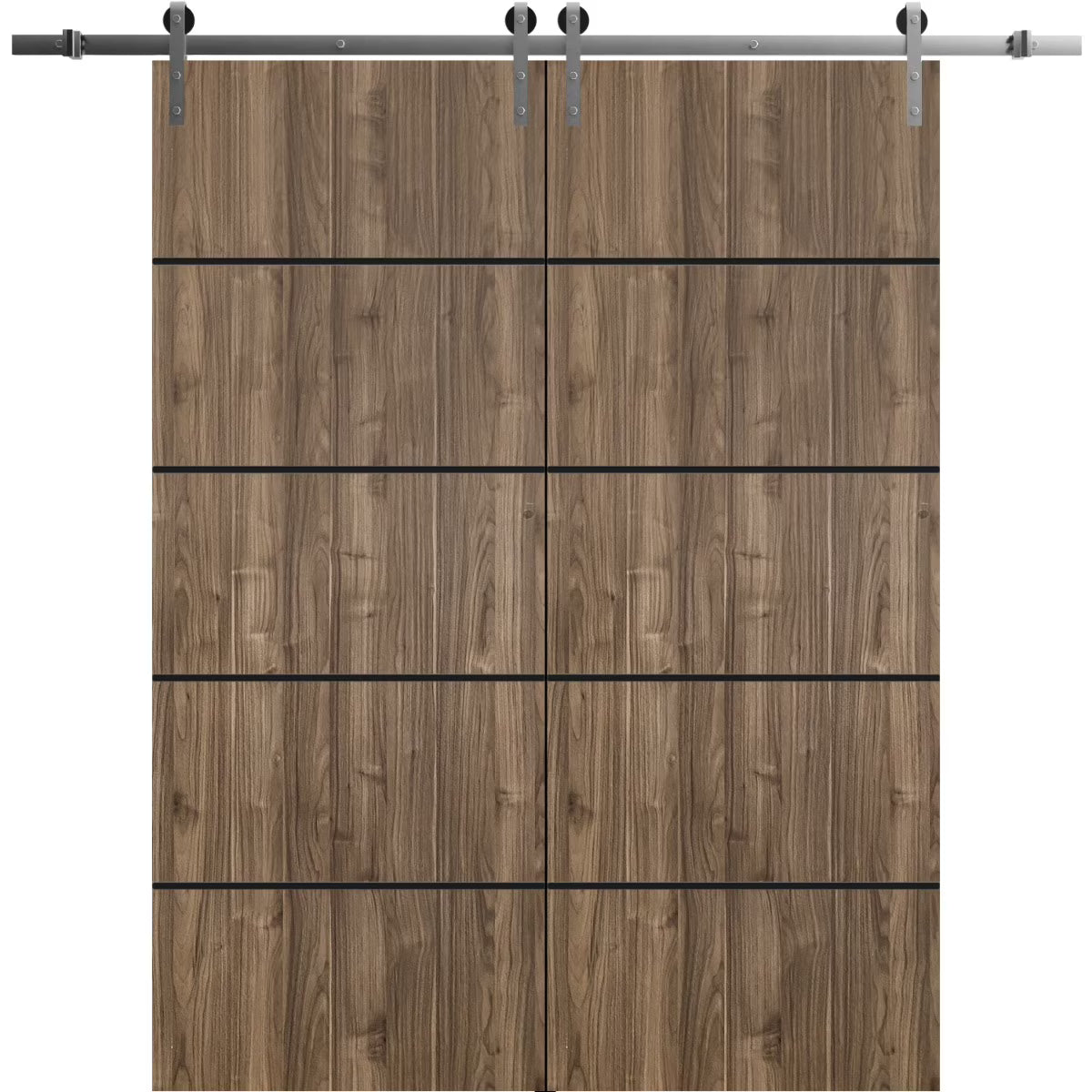 Double Barn Door 36 x 84 inches with Frosted Glass Stainless Steel Rail Hangers V9769