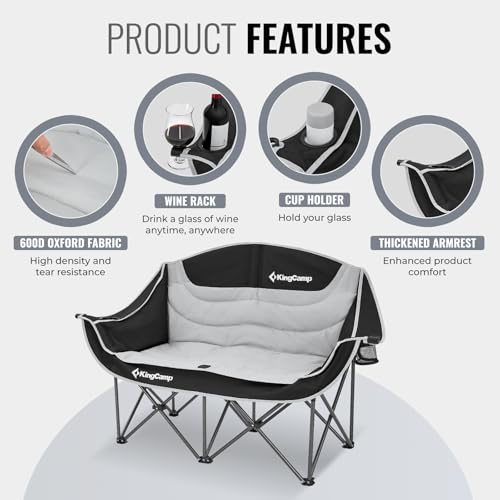 XL Oversized 2 Person Padded Folding Camping Chair V156727