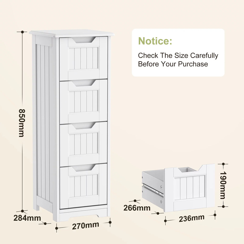 White 4 Drawer Bathroom Floor Cabinet T670
