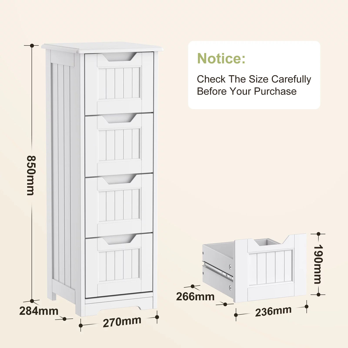 White 4 Drawer Bathroom Floor Cabinet T670