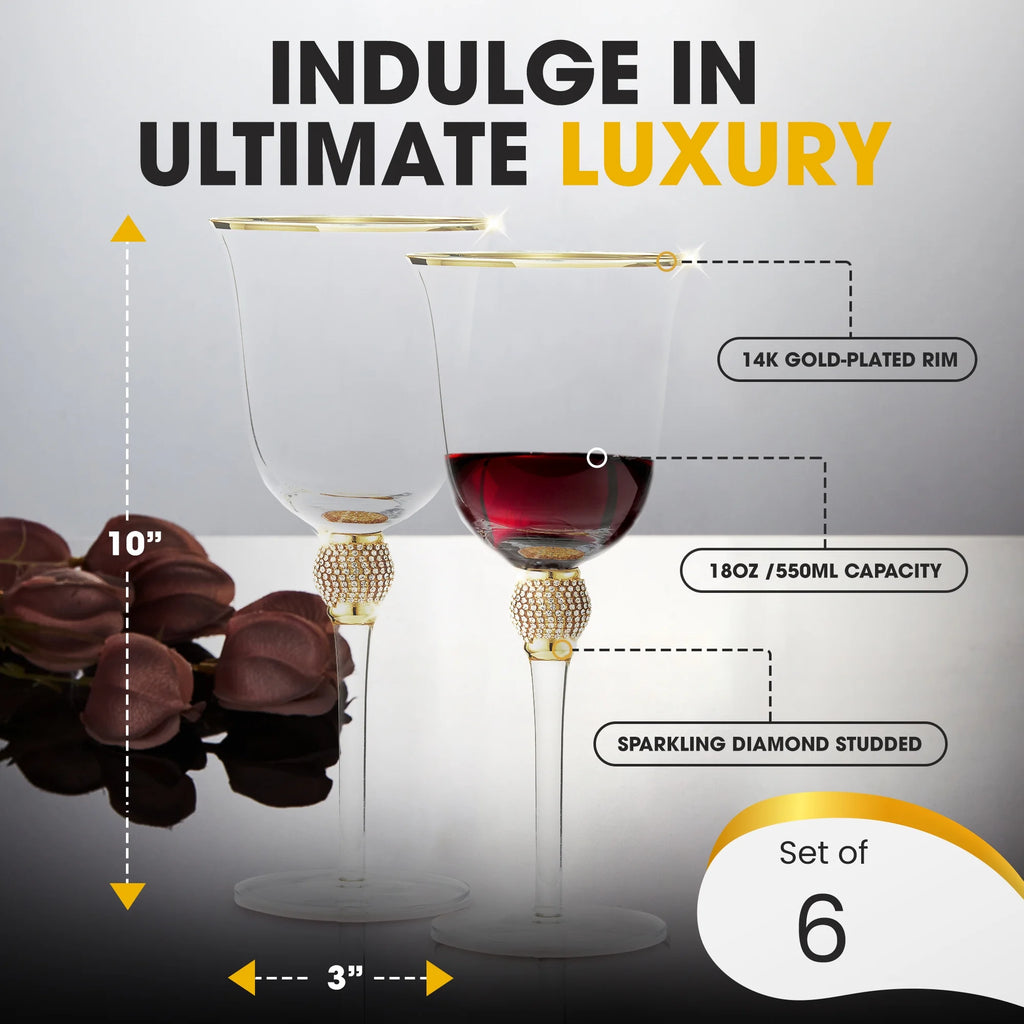 Set of 6 Gold tone Wine Glasses R501