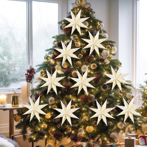 10 Set 8-Pointed 12 Inch Paper Star Lanterns with 10 LED Light Z235