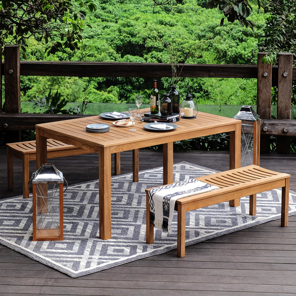Solid Teak Wood Outdoor Backless Bench C64597