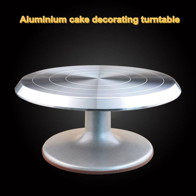 Silver Aluminum Alloy Rotating Cake Turntable Stand E38726