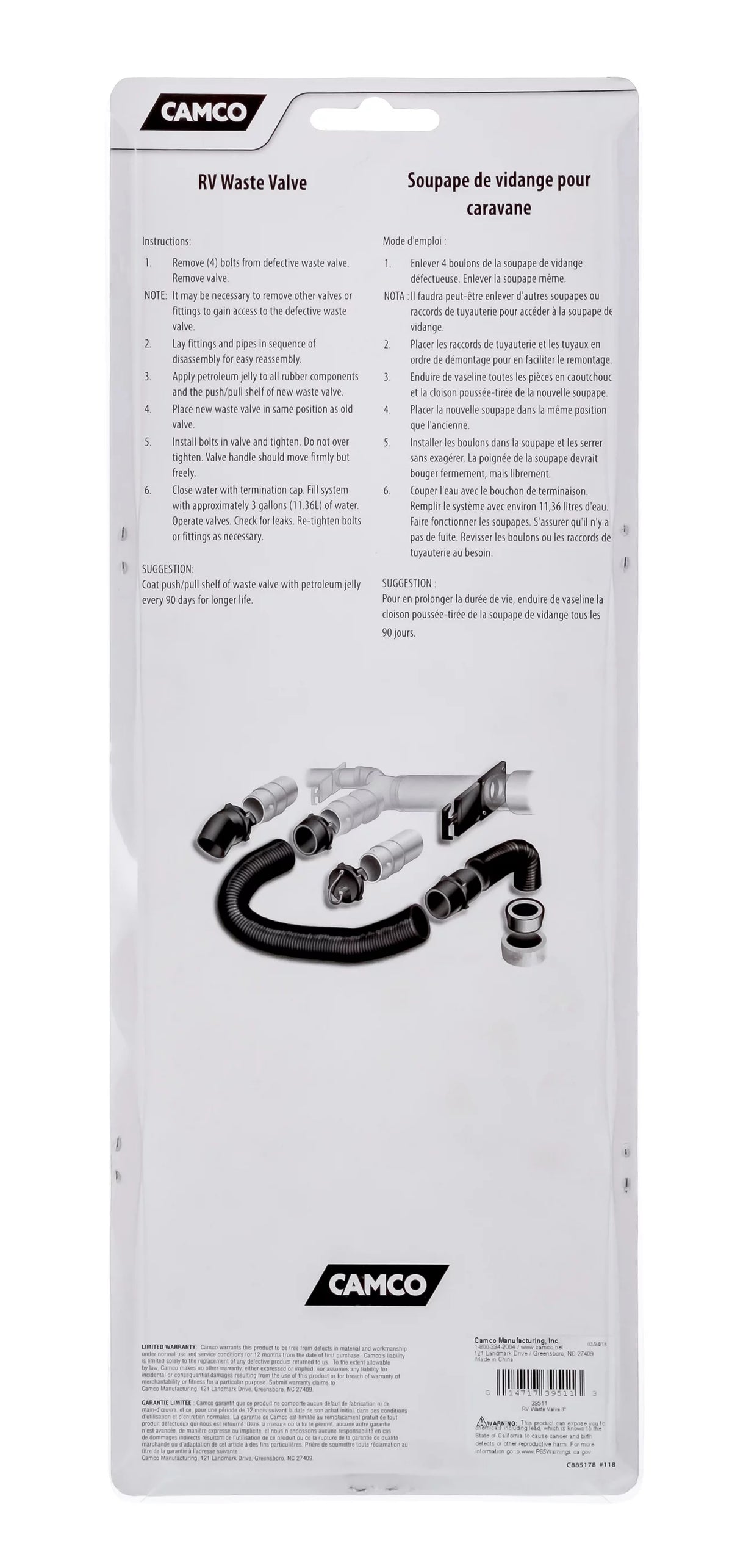 3" Waste Valve with Metal Handle B47250
