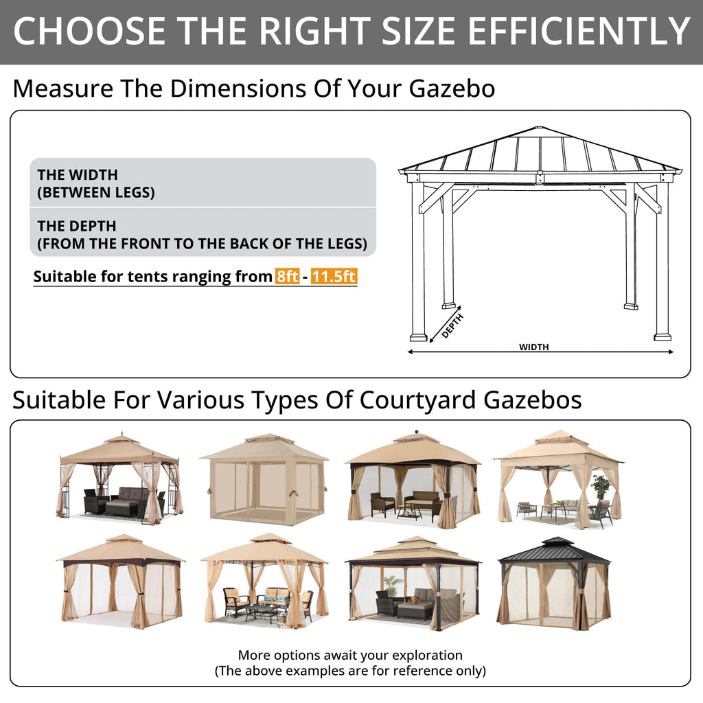 Beige 10x10 ft Gazebo Screen Walls P953