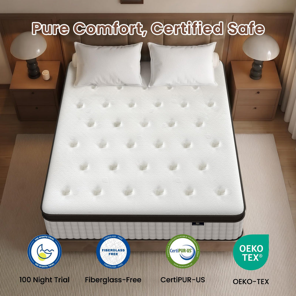 12 Inch Fiberglass Free Hybrid Mattress K66903