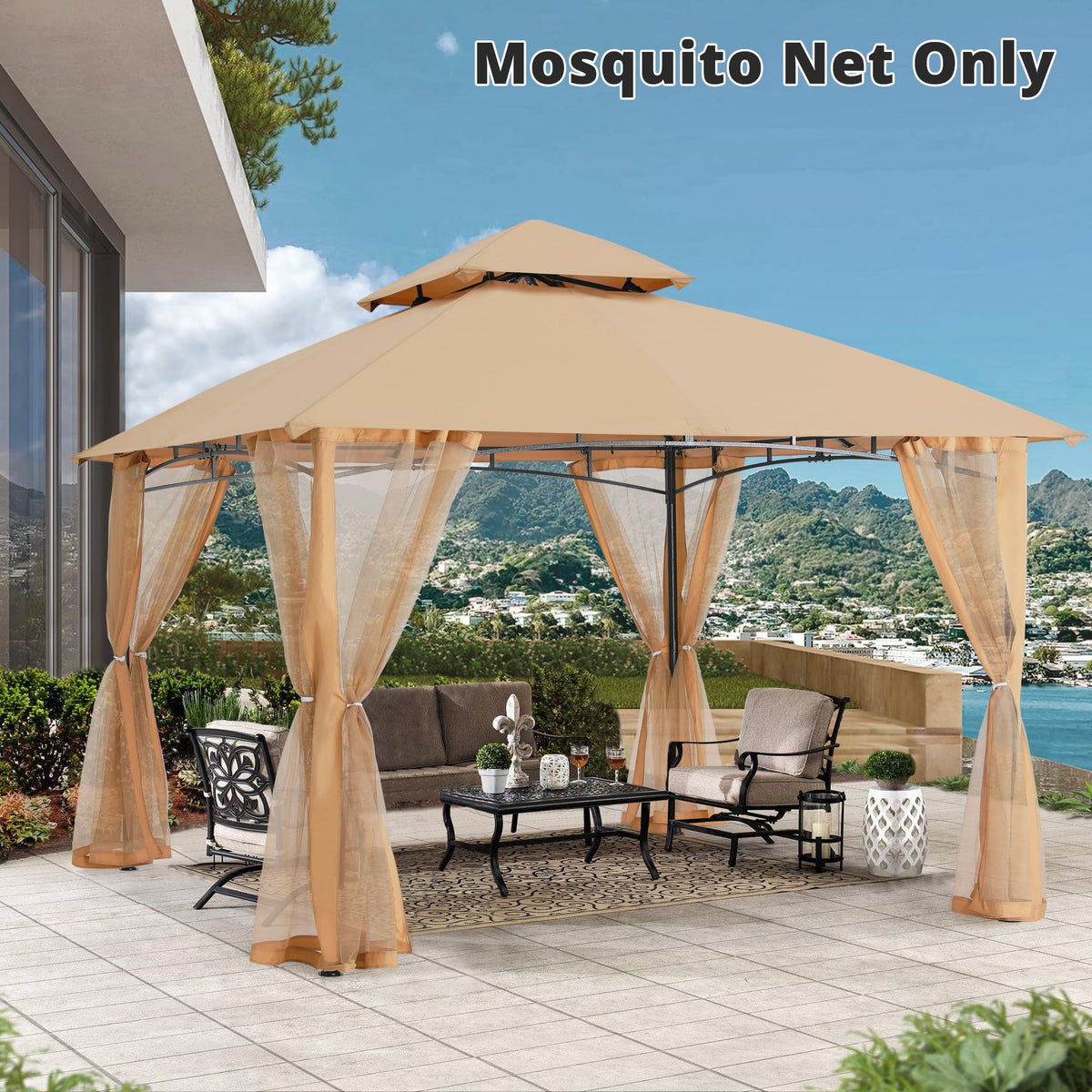 Beige 10x10 ft Gazebo Screen Walls P953