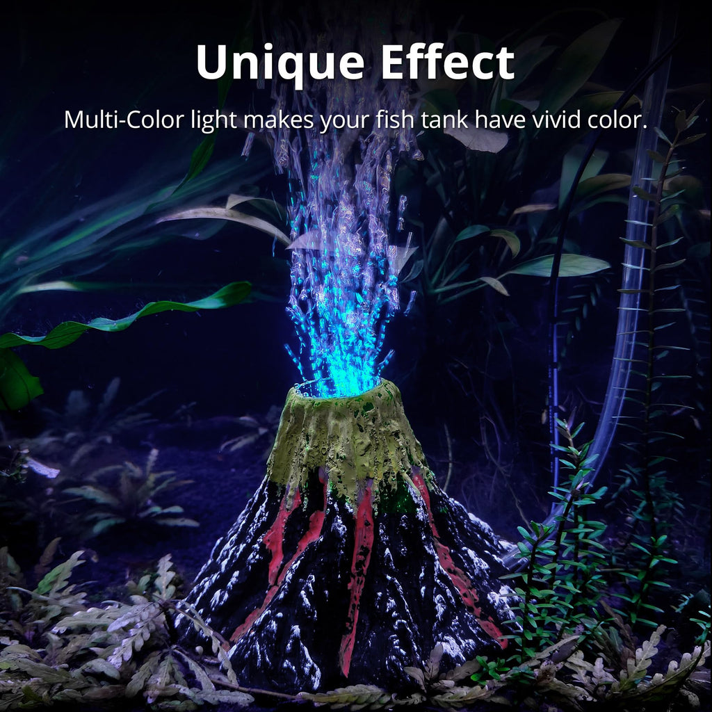 Aquarium Bubbler Decoration LED Volcano Ornament N3275