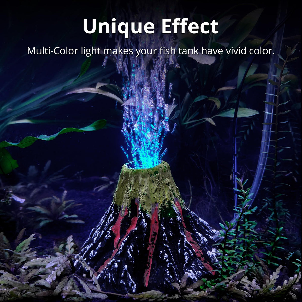 Aquarium Bubbler Decoration LED Volcano Ornament N3275