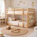 Twin Over Twin Wooden Bunk Bed with Ladder and Guardrails L411180