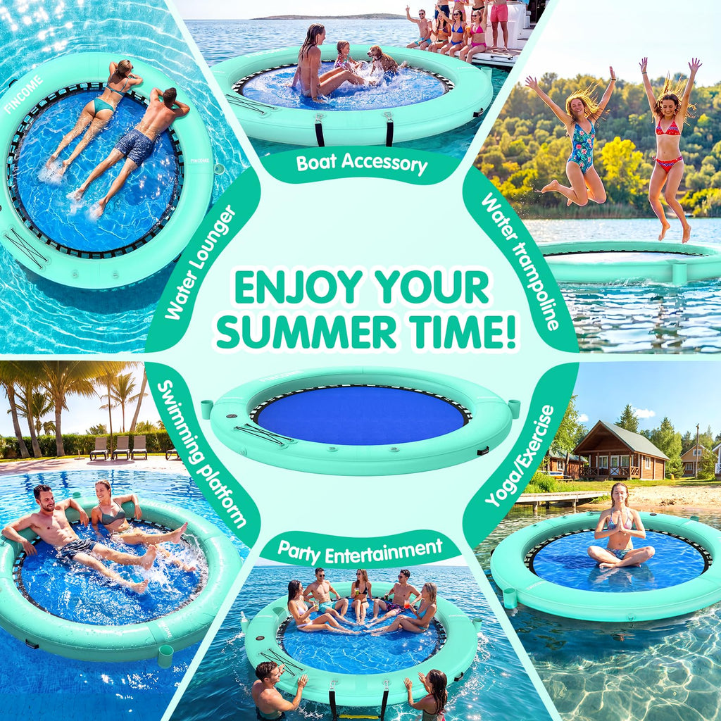Inflatable Water Hammock Floating Dock with Water Ladder and Cup Holder S661368