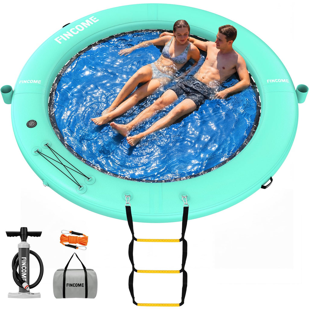 Inflatable Water Hammock Floating Dock with Water Ladder and Cup Holder S661368
