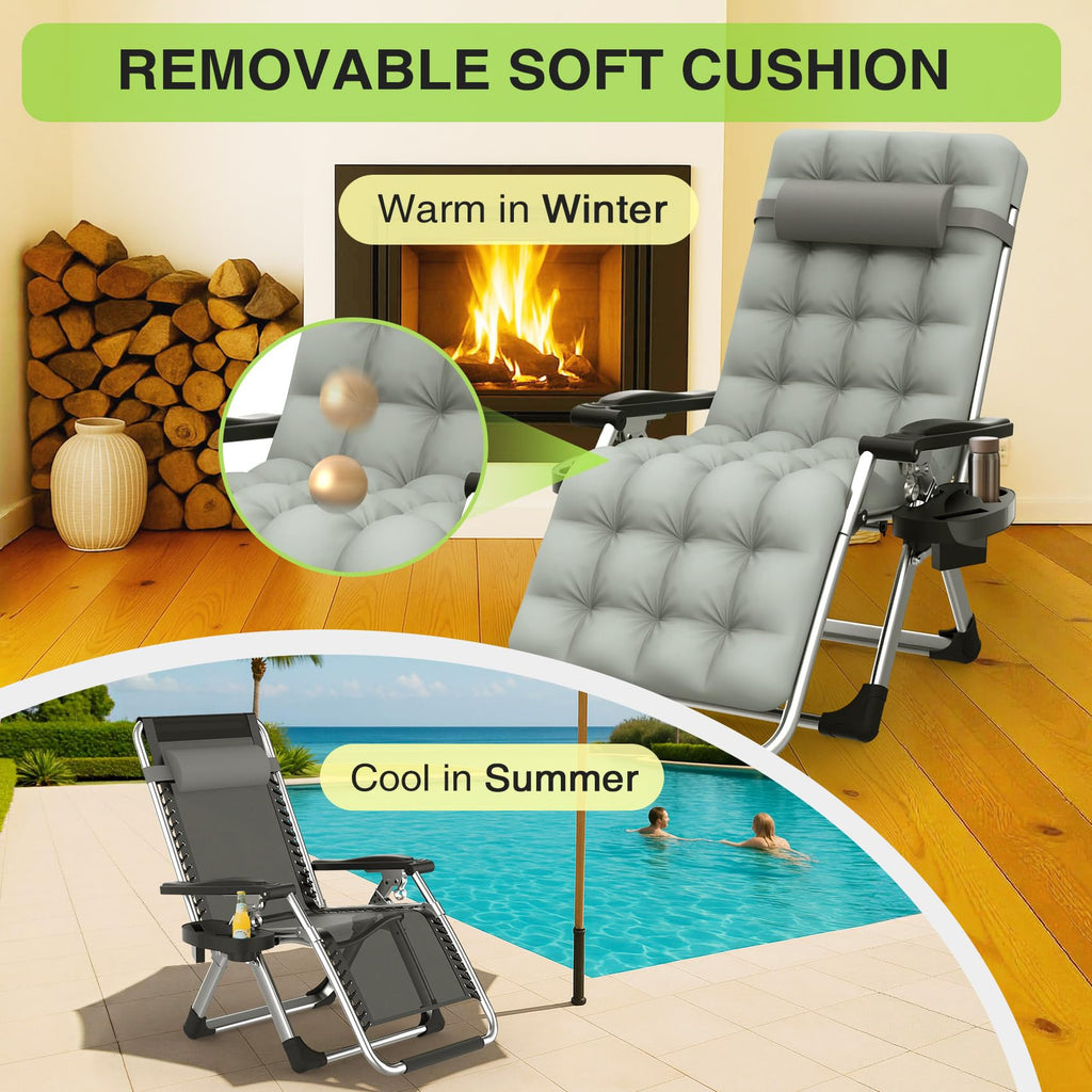 Zero Gravity Reclining Camping Lounge Chair with Cup Holder L975544