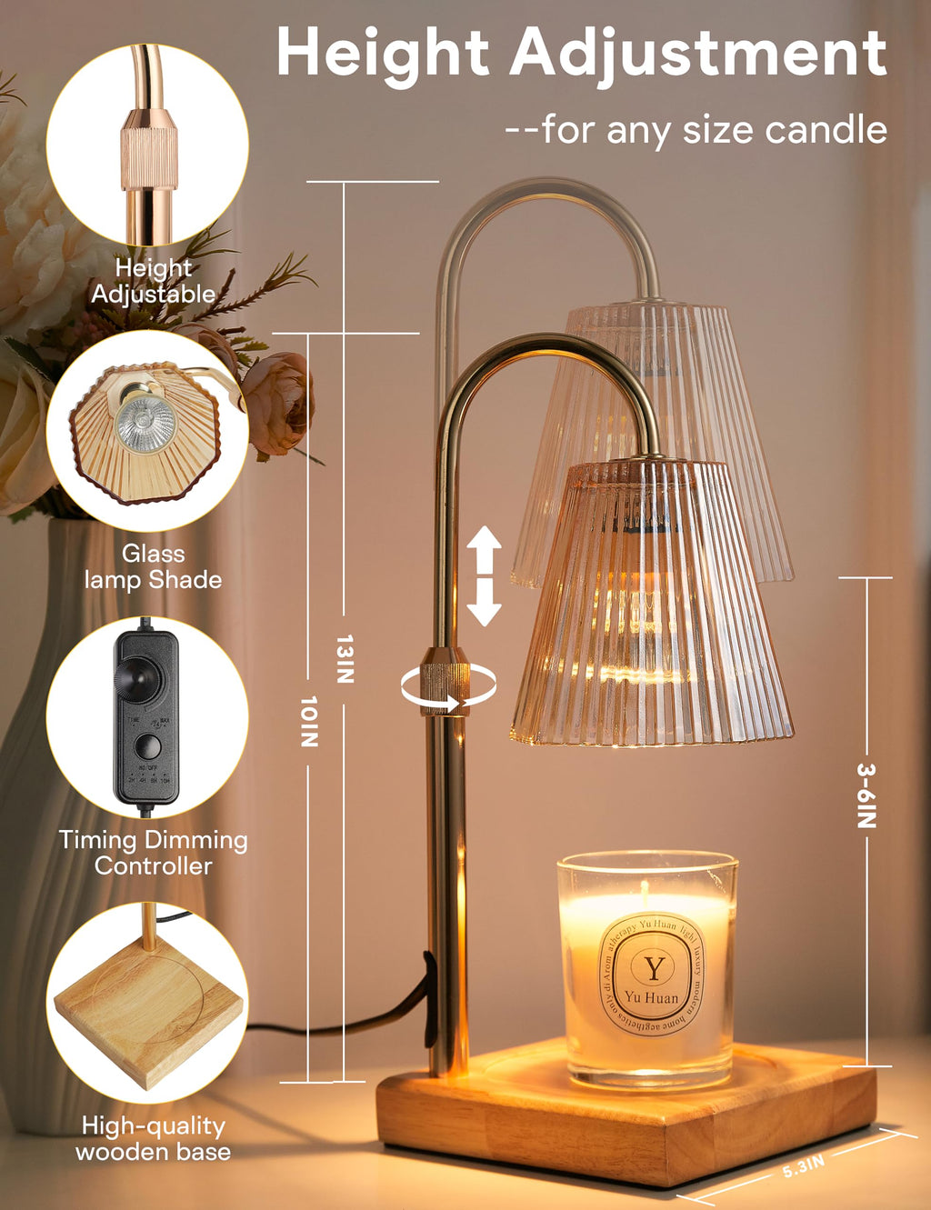 Candle Warmer Lamp Gold G51548