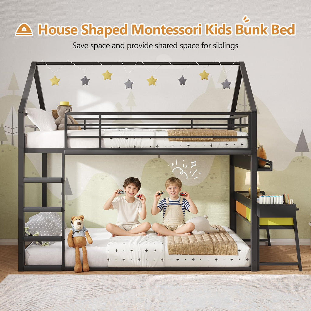 Twin Over Twin Bunk Bed with Desk and Drawers Z929371