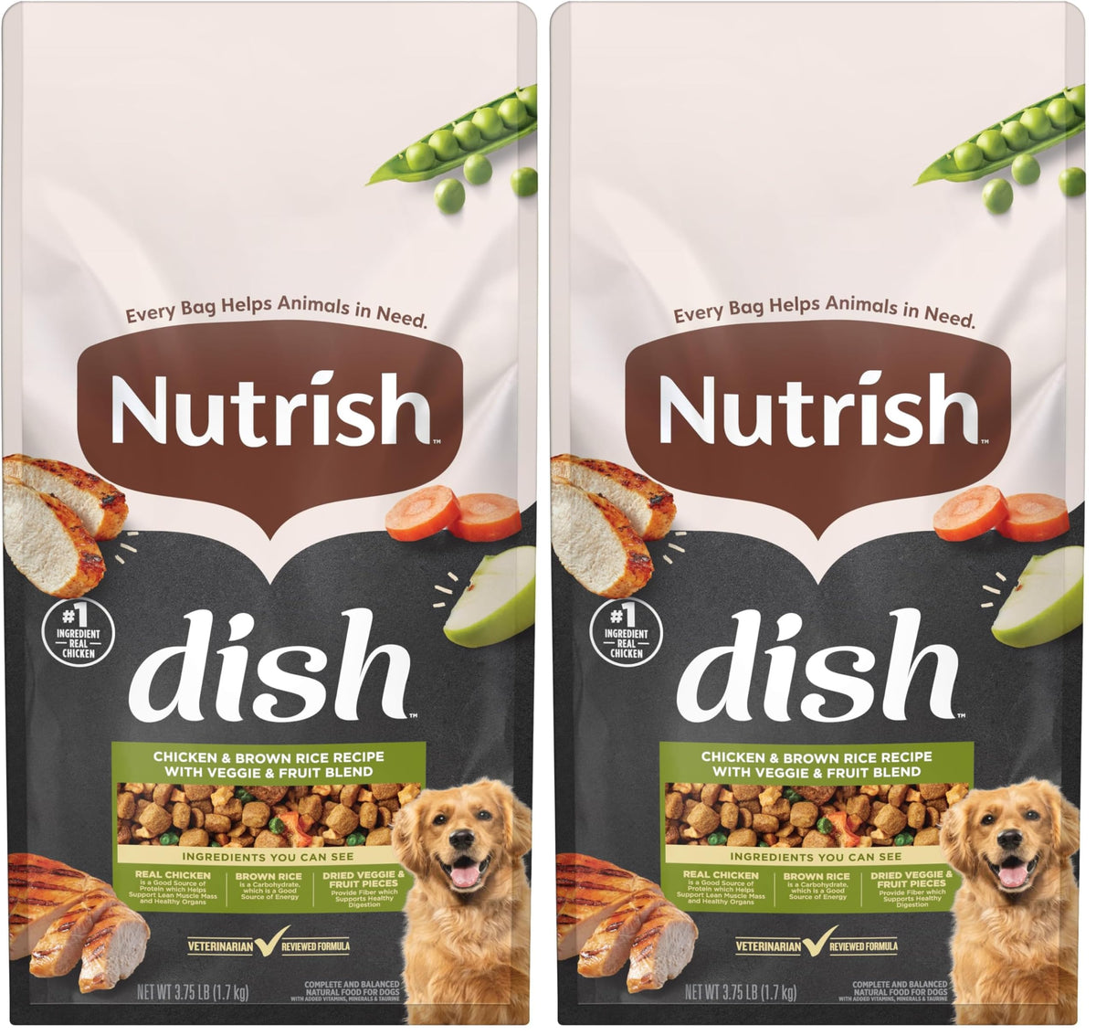 Natural Dry Dog Food Chicken & Brown Rice 3.75 Pound Bag Pack of 2 G238595