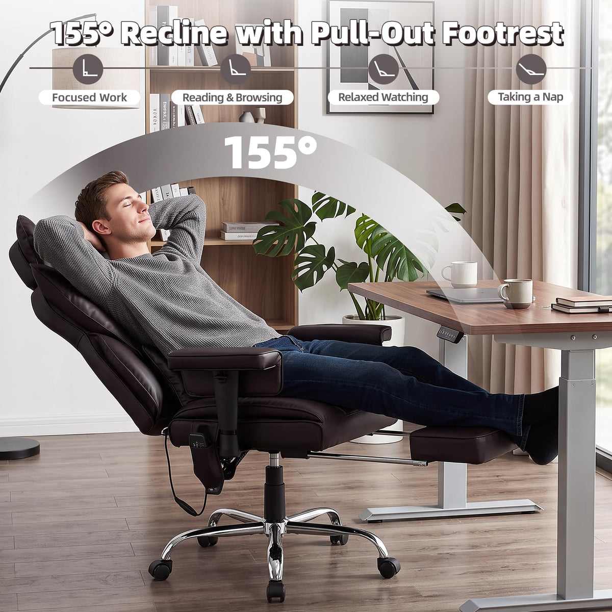 Heated Home Office Chair with Foot Rest L325
