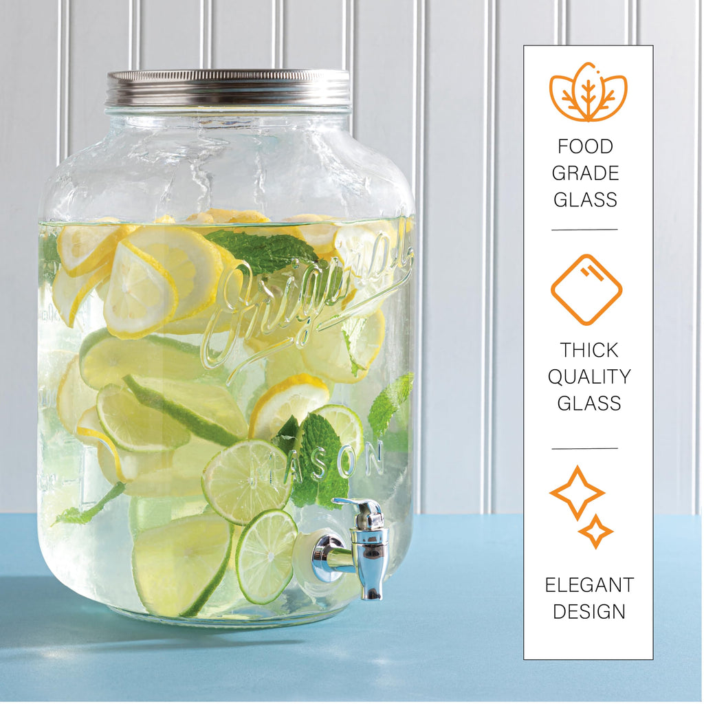 2 Gallon Glass Drink Dispenser with Spigot B46942