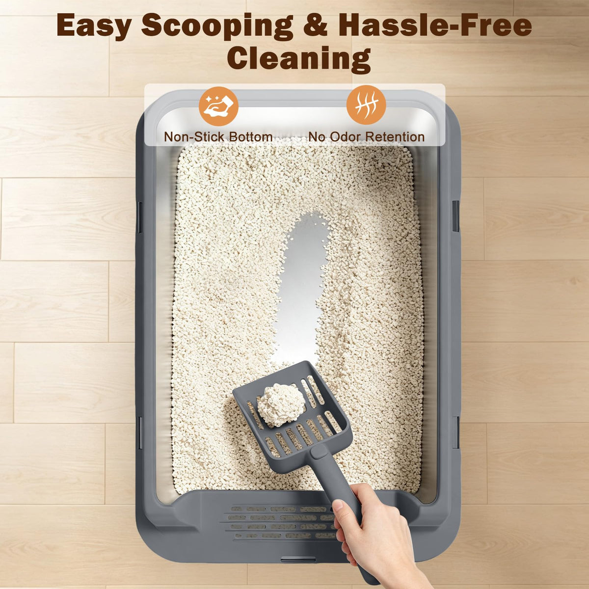 XL Stainless Steel Litter Box with Lid N439
