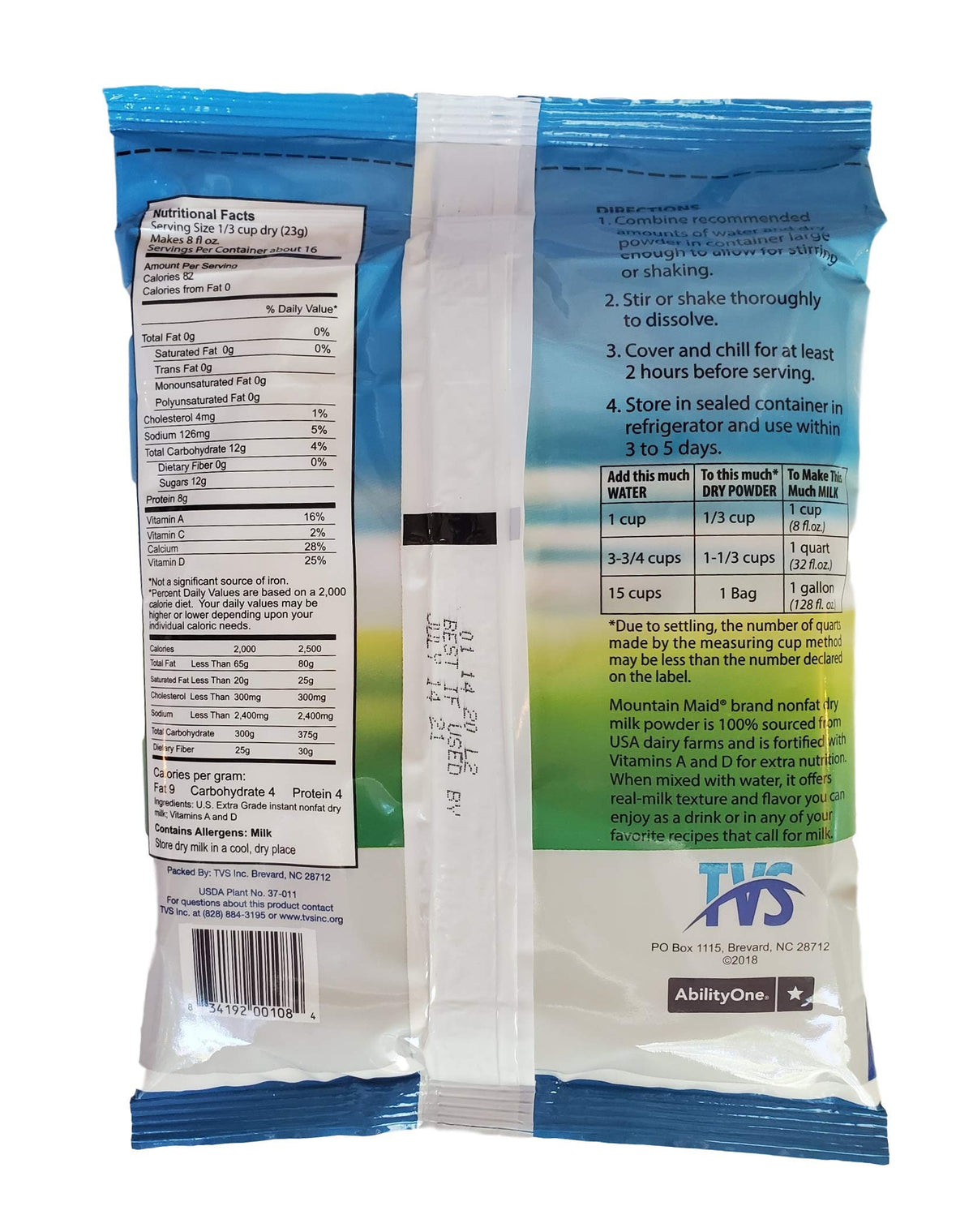 Instant Nonfat Dry Milk Powder 12.8 Oz Y557