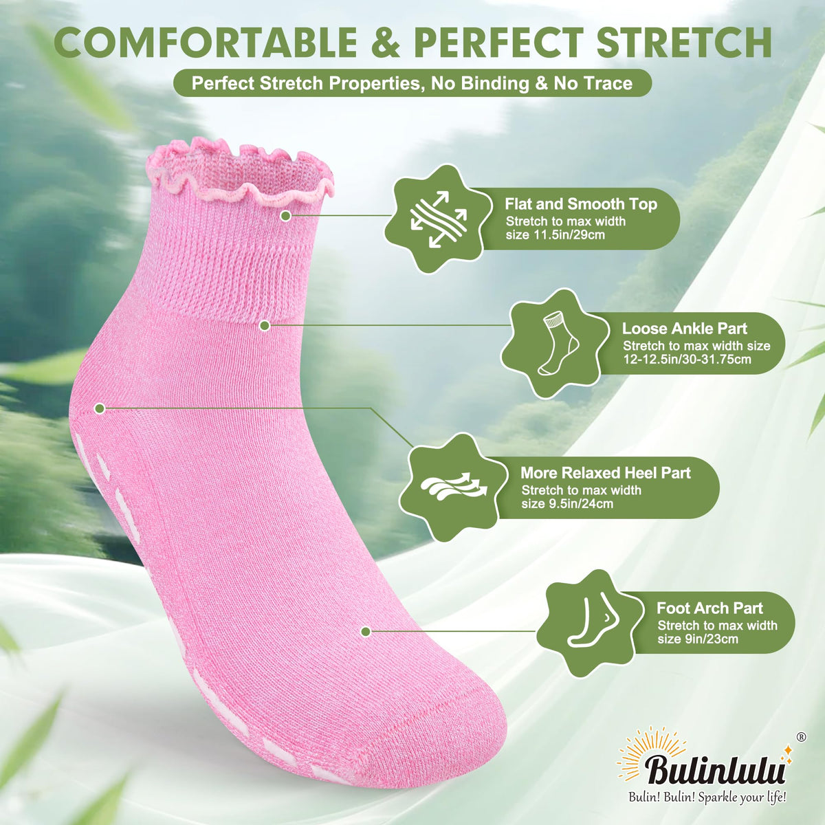 Non Slip Diabetic Socks for Women 6 Pairs Size 9-11 B782404