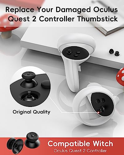Thumbsticks Replacement for Oculus Quest 2 Controller (Black-2-in-1) Y355