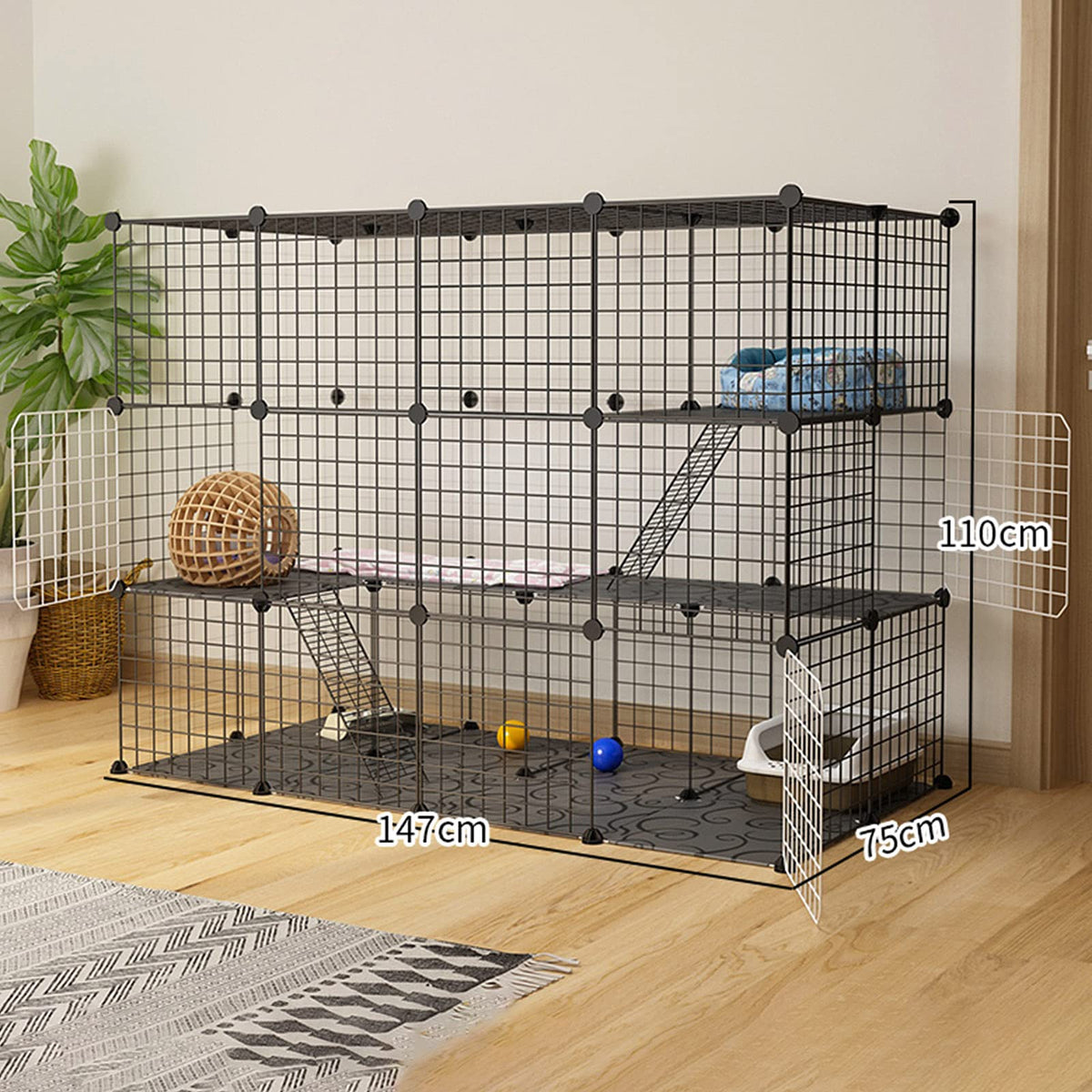Metal Wire Small Animal Cage 147 * 75 * 110cm Z22463