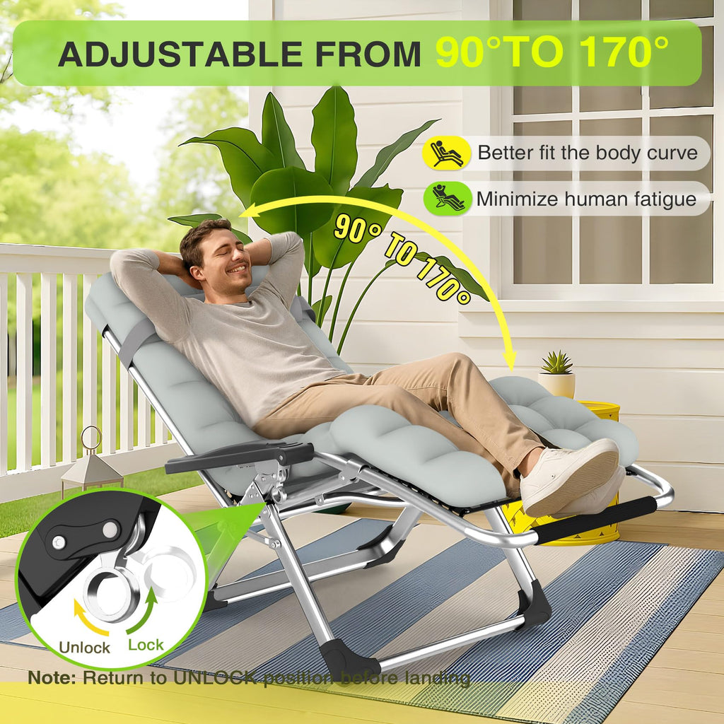 Zero Gravity Reclining Camping Lounge Chair with Cup Holder L975544