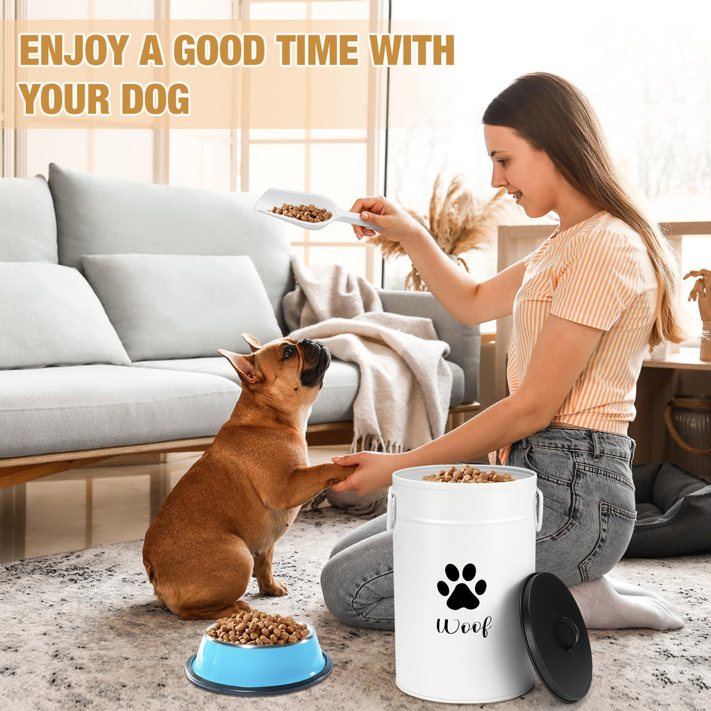 White Metal Dog Food Storage Containers J624382