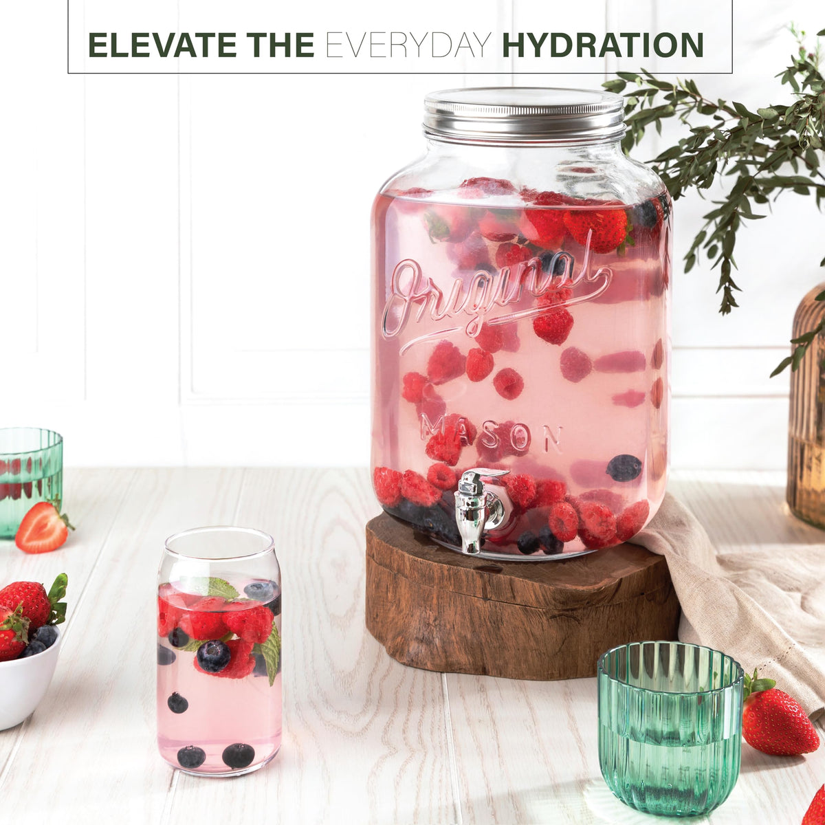 2 Gallon Glass Drink Dispenser with Spigot B46942