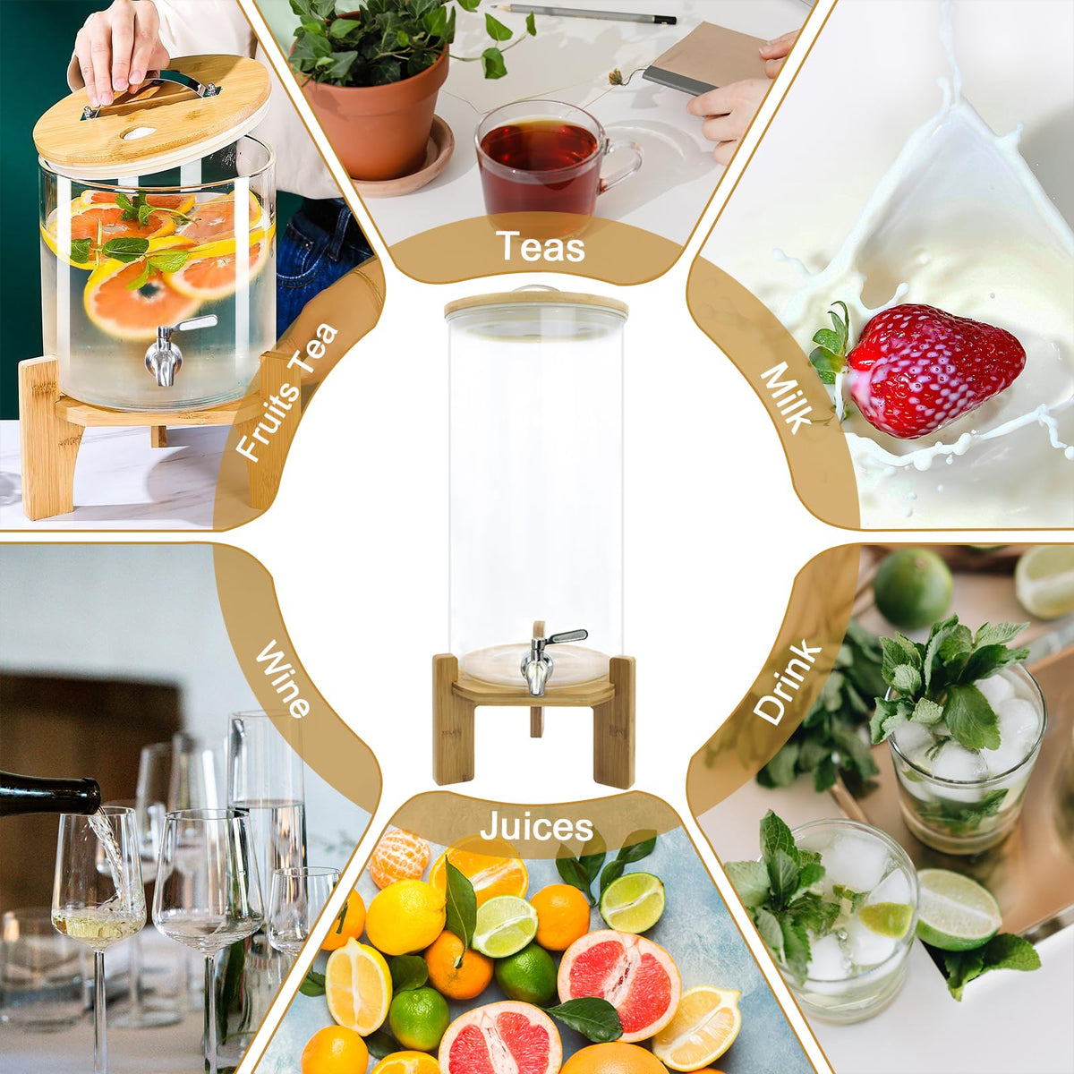 3 Gallon Glass Drink Dispenser with Spigot V428