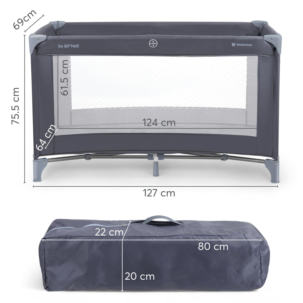 Foldable Lightweight Travel Cot with Carry Bag, Navy Blue Y36074