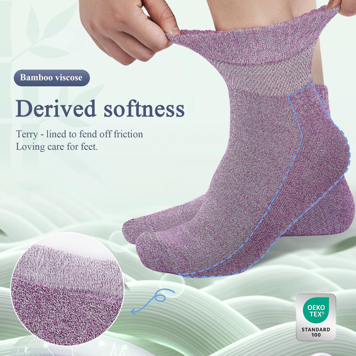 Bamboo Viscose Non Binding Wide Top Ankle Socks W670099
