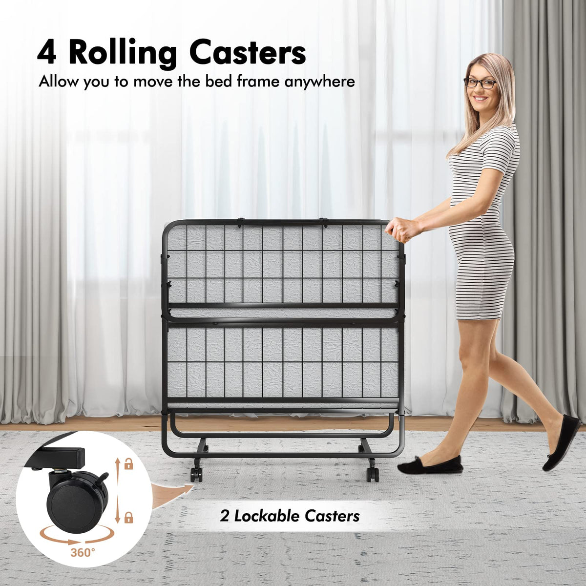 Folding Twin Size Portable Bed with 4” Memory Foam Mattress R27998