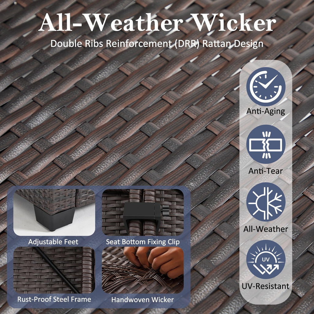 3 Piece Outdoor Wicker Patio Furniture Set R837835