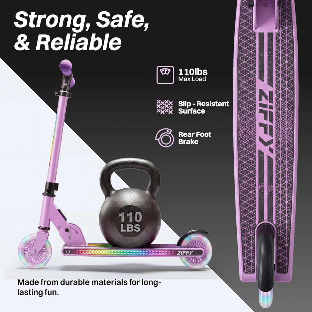 Light Up 2 Wheel Foldable Kids Kick Scooter with Adjustable Height L10932