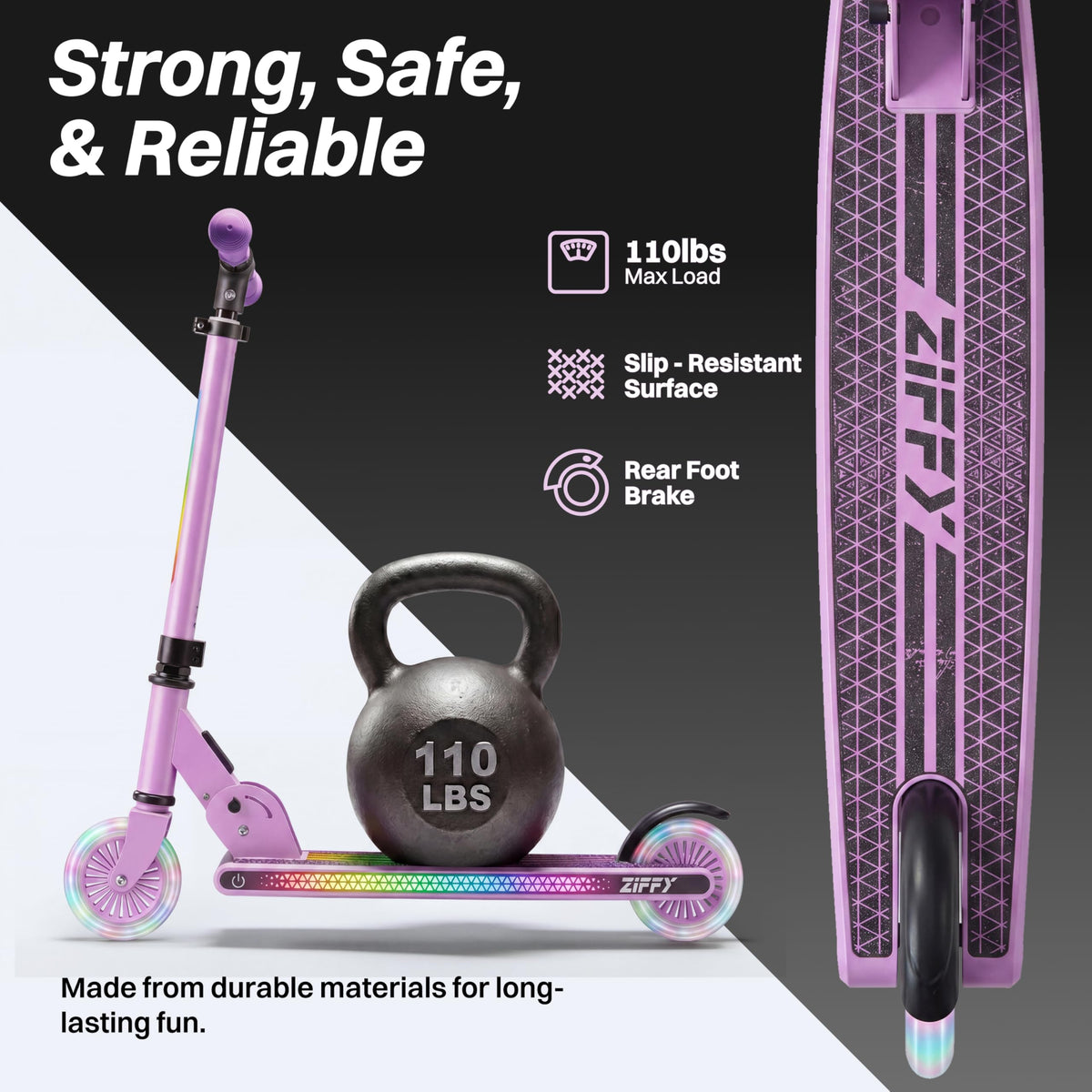Light Up 2 Wheel Foldable Kids Kick Scooter with Adjustable Height L10932