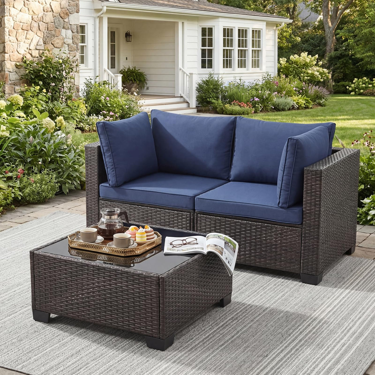 3 Piece Outdoor Wicker Patio Furniture Set R837835